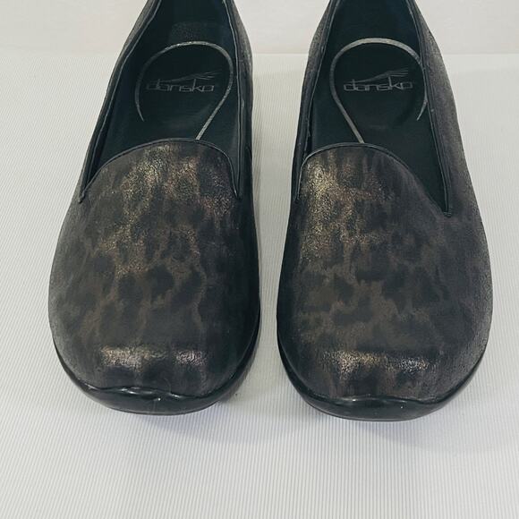 Dansko Slip On Comfort Shoes Womens EU 37 US 7 Cheetah Cat Black Metallic Loafer - Picture 11 of 13